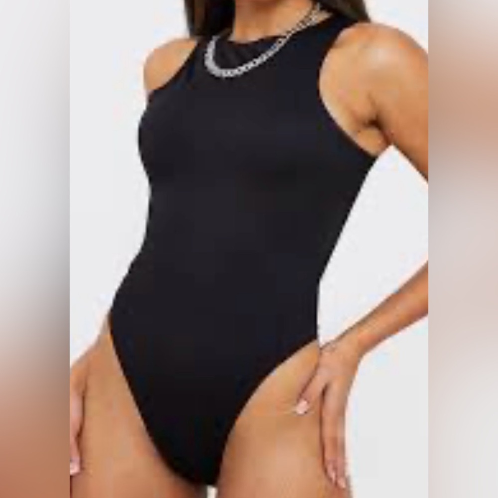 PrettyLittleThing Ponte Racer back thong bodysuit Size 6